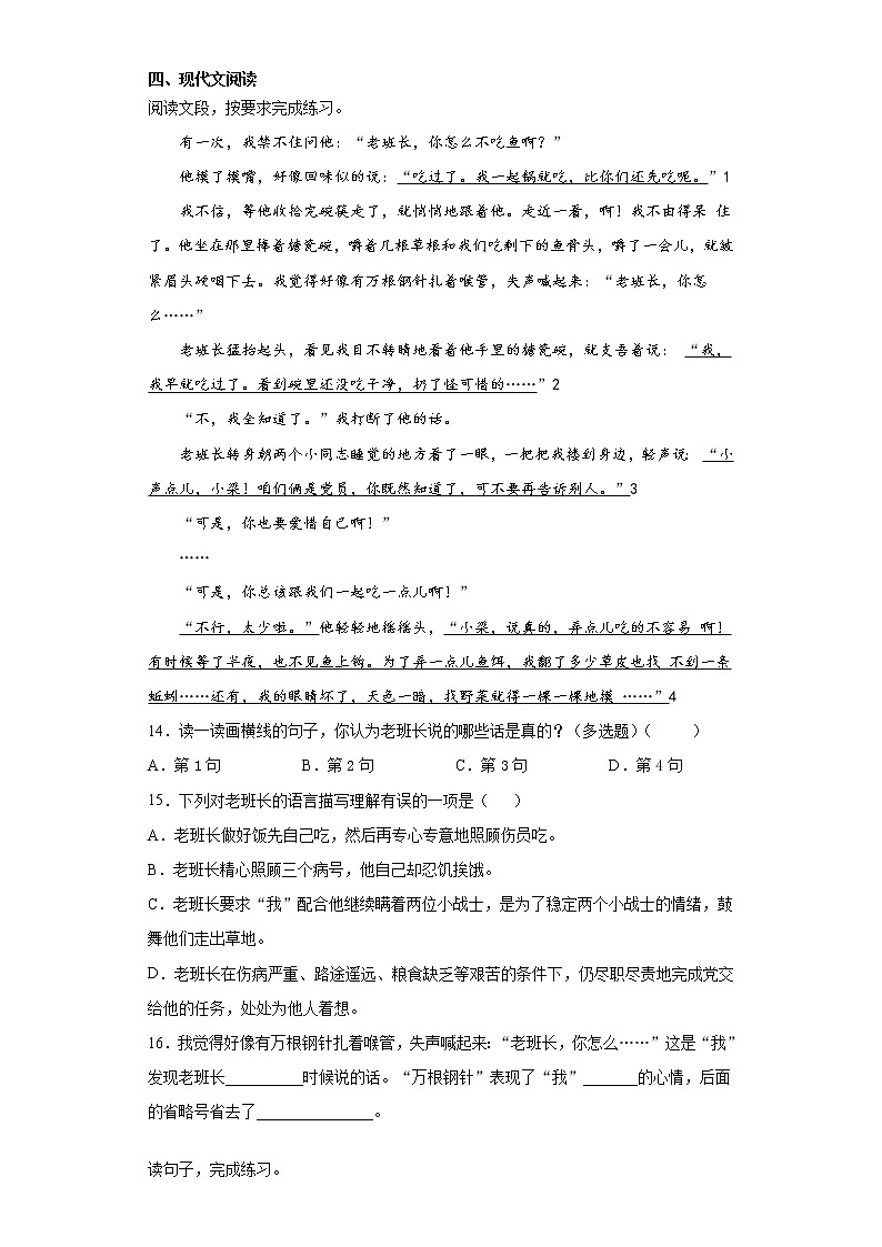 部编版语文六年级上期末综合复习试题（七）第3页