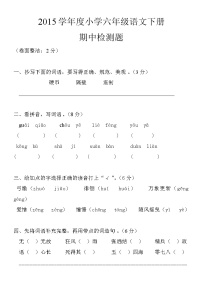 小学六年级语文下册期中检测题