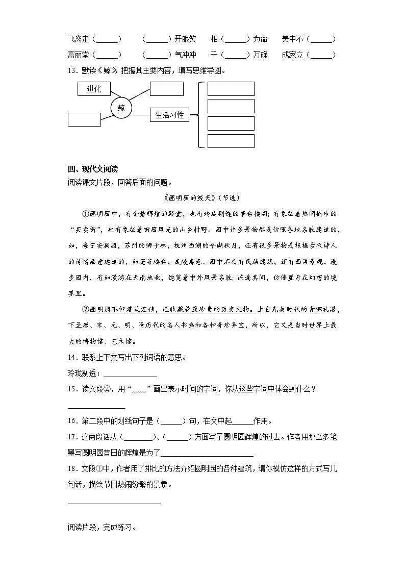 部编版语文五年级上册期末综合复习试题（五）第3页