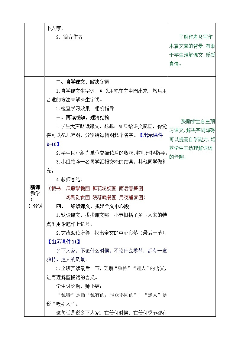 部编版语文四年级下册2 乡下人家教案第2页