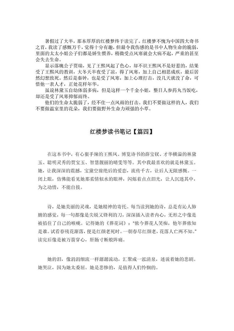 红楼梦读书笔记学案第3页