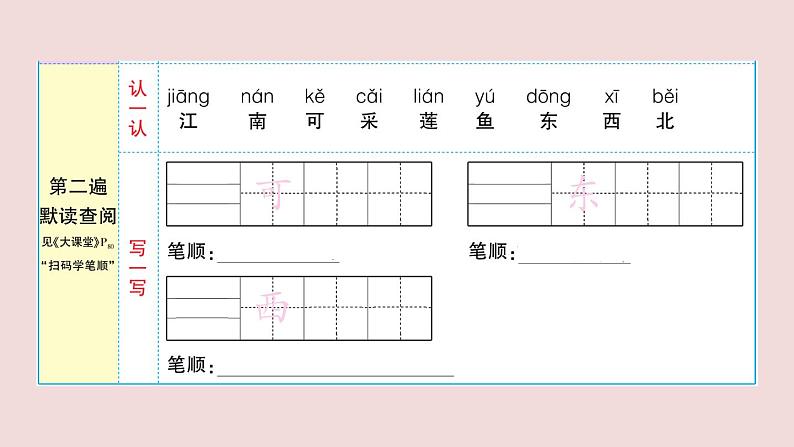 部编版 语文一年级上册复习练习课件  3 江南03