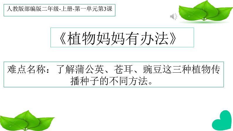 部编版语文二年级上册 3 植物妈妈有办法(12)（课件）第1页