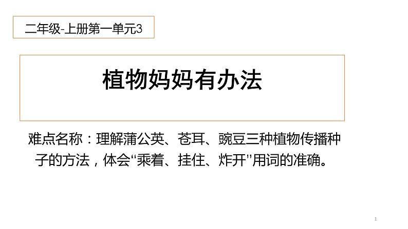 部编版语文二年级上册 3 植物妈妈有办法(5)（课件）第1页