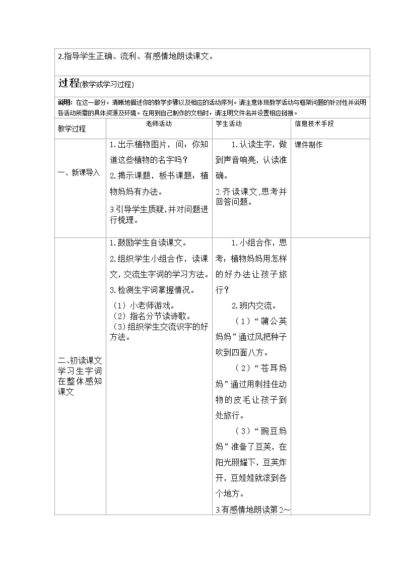 部编版语文二年级上册 3 植物妈妈有办法(22)（教案）第2页