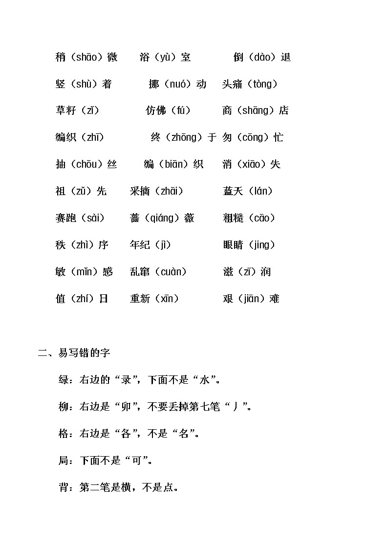 部编本人教版二年级语文下册期末复习资料汇总课件PPT03