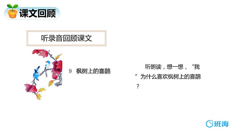 部编版语文二年级下册-9.枫树上的喜鹊 优秀课件PPT+教案04