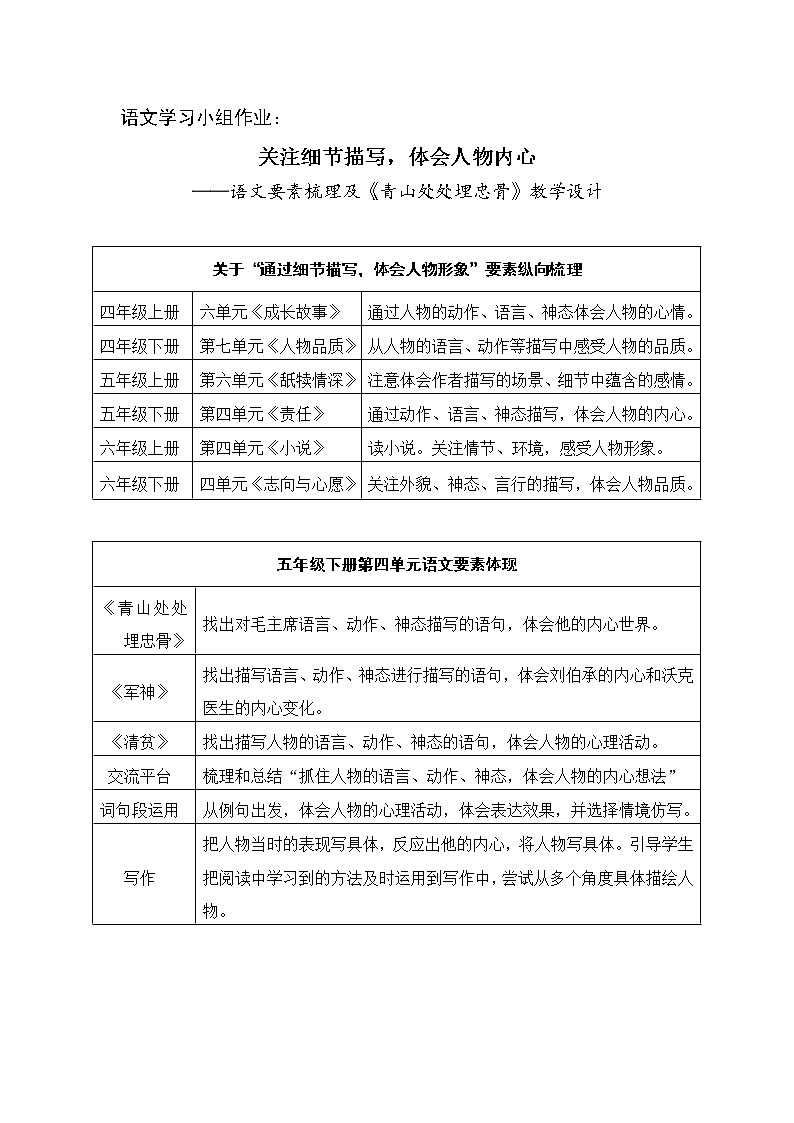 部编版五年级下册10、《青山处处埋忠骨》设计教案第1页
