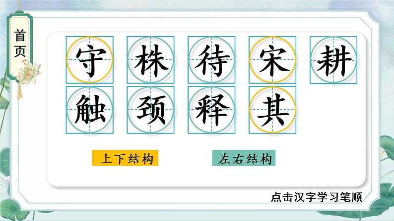 5 守株待兔    生字教学课件（含自动播放配音）02