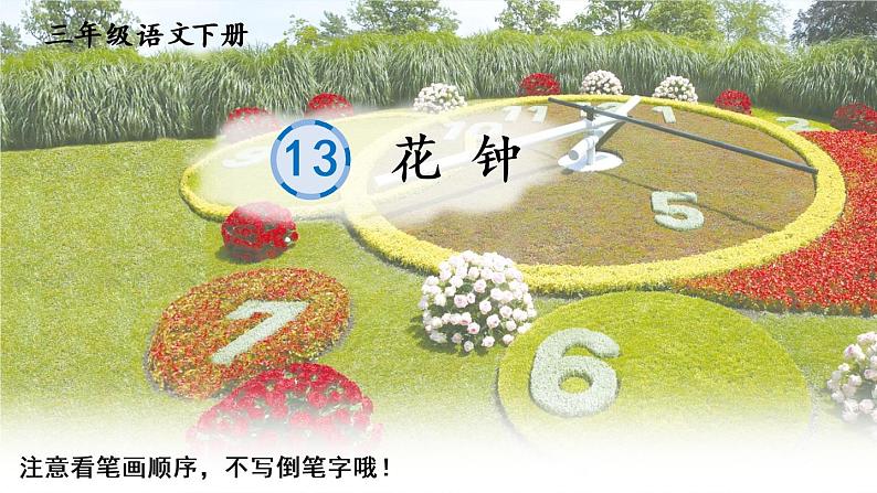 13 花钟    生字教学课件（含自动播放配音）第1页