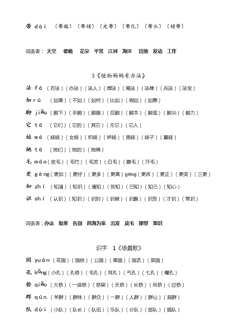 部编版二年级语文上册生字拼音组词学案第3页