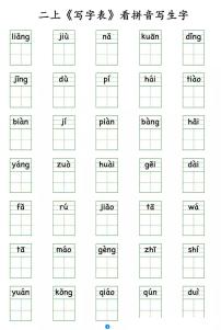 部编版二年级语文上册写字表 看拼音写生字学案