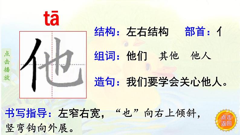 5.小公鸡和小鸭子  生字课件（笔顺动漫）03