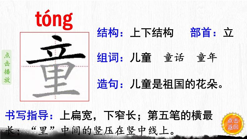 1.古诗二首  生字课件（笔画动漫）04