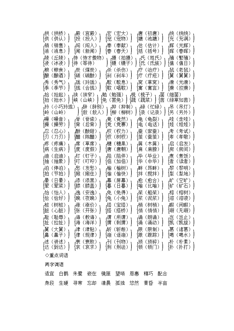 人教部编版语文五年级上册  期末复习知识归类二  词语专项 练习02