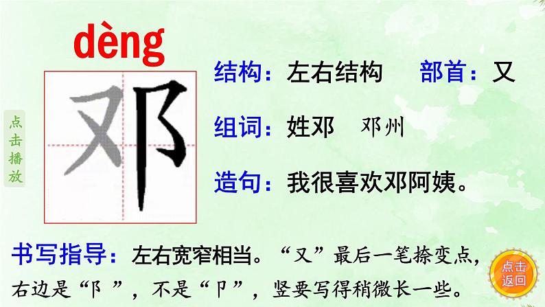 4.邓小平爷爷植树  生字课件（笔画动漫）03