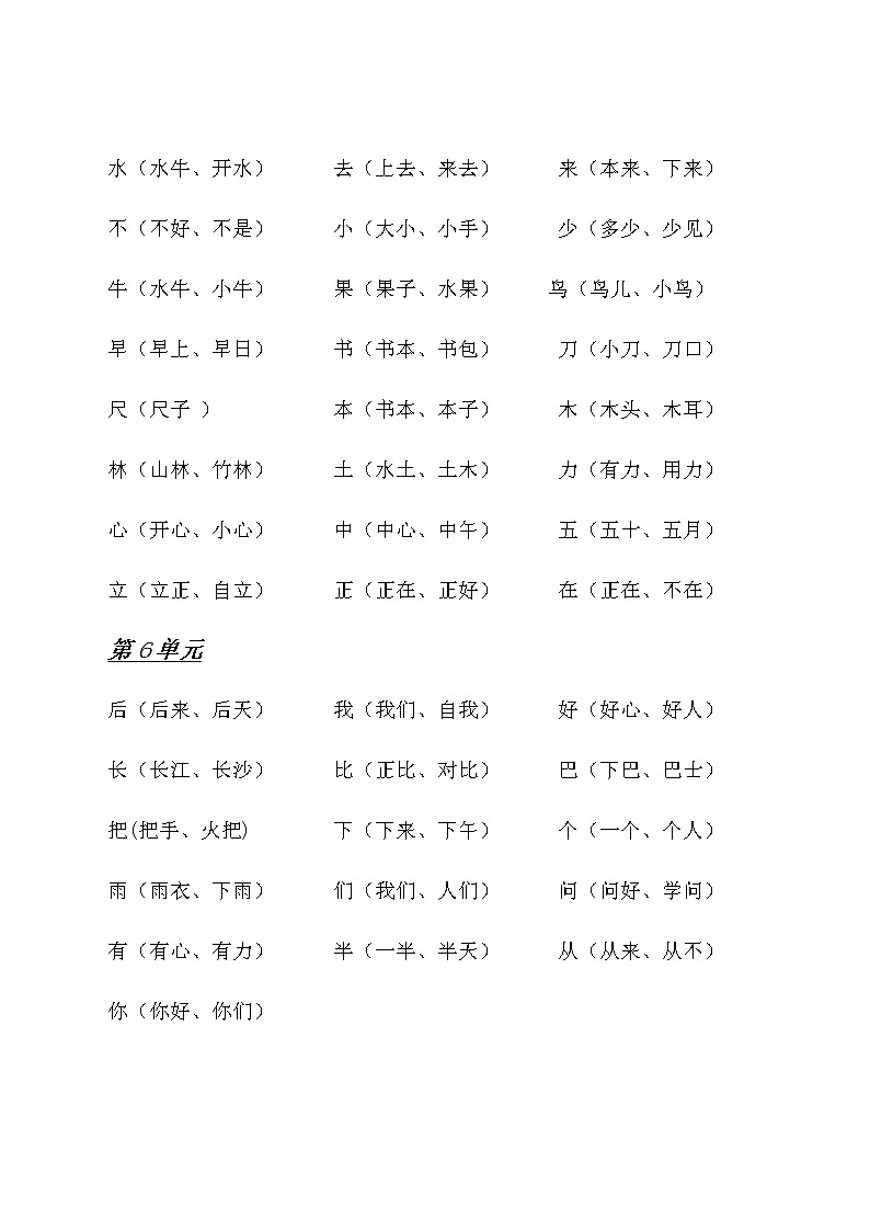 部编版一年级上册语文期末总复习 资料第2页