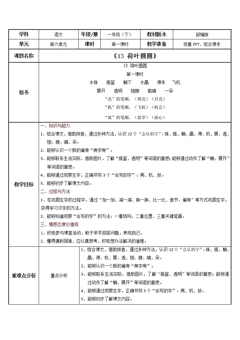 部编版语文一下《荷叶圆圆》 第一课时 课件PPT（送教案）01