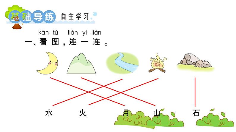 部编版 语文一年级上册 复习课件 ：4 日月水火02