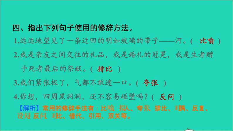 2021秋六年级语文上册期末整理与复习二句子专项考点题型讲解及典例专训课件新人教版第5页