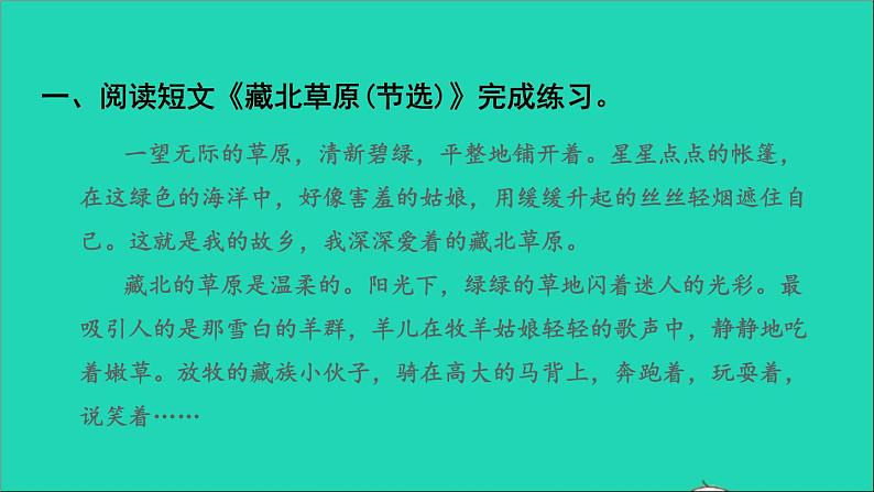 2021秋六年级语文上册期末整理与复习五课外阅读专项考点题型讲解及典例专训课件新人教版第3页