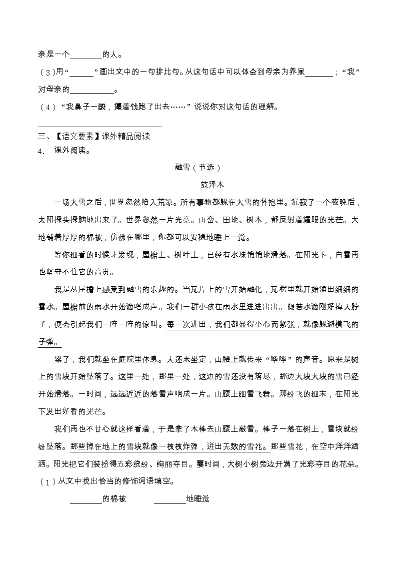 2021-2022学年度小升初语文阅读专项训练（人教部编版有答案）（1）第3页