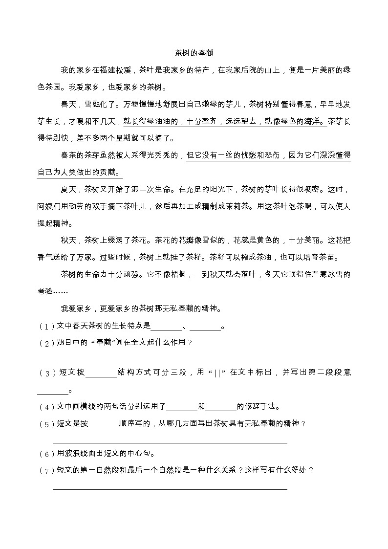 2021-2022学年度小升初语文阅读专项训练（人教部编版有答案）(6)第3页