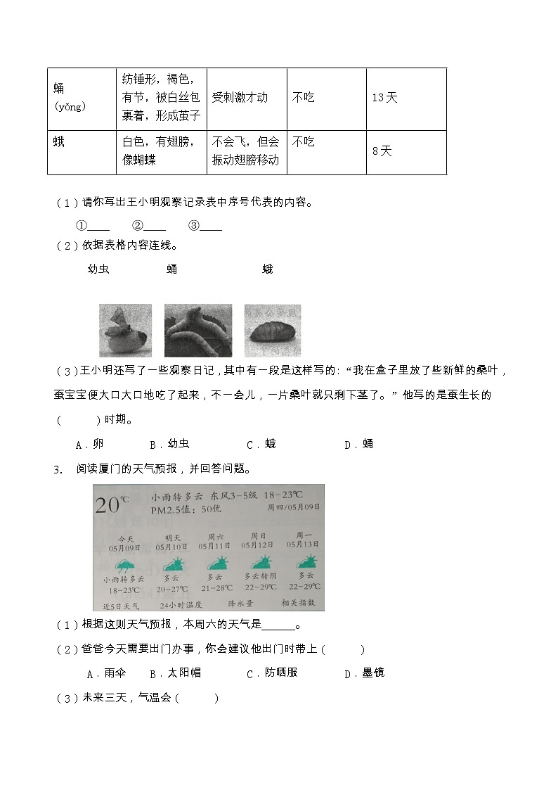 部编版三年级语文上册非连续性文本阅读专项训练（含答案） (4)第3页