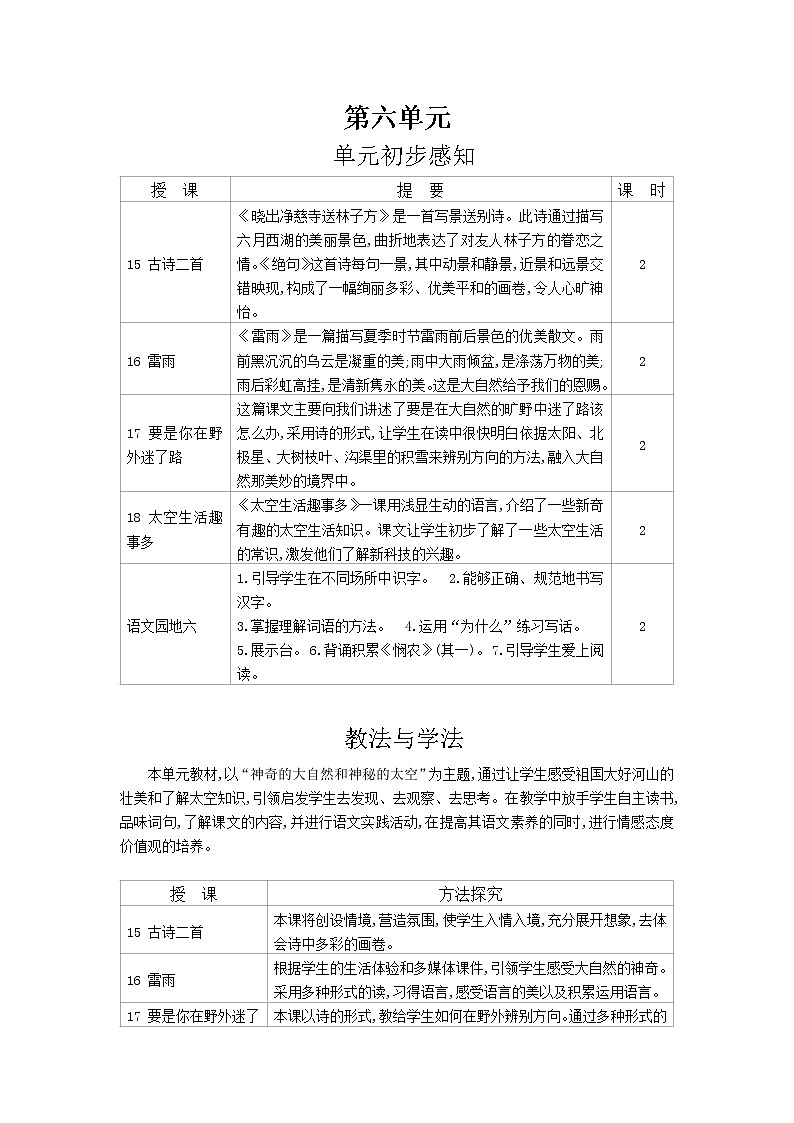 二年级下语文第6单元教案第1页