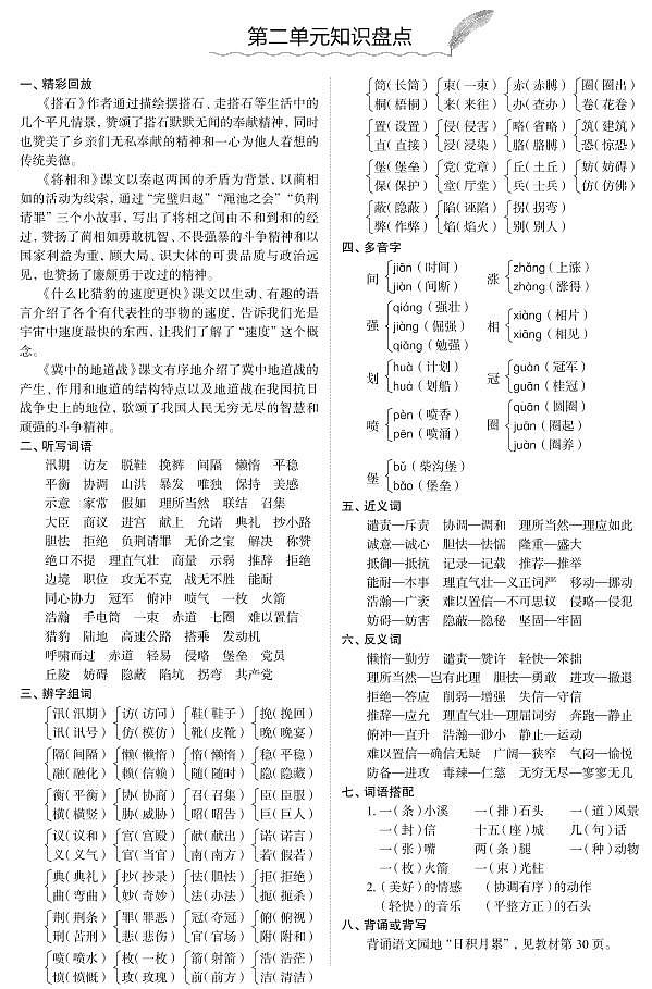 部编版语文五年级（上）期末知识点汇总练习题02
