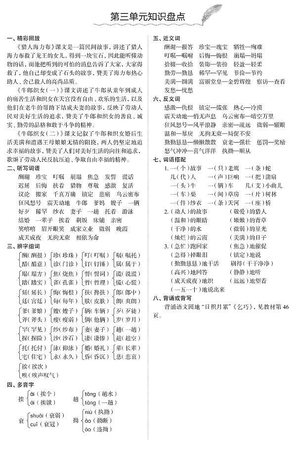 部编版语文五年级（上）期末知识点汇总练习题03