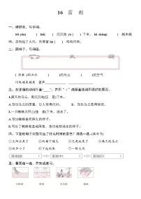 小学语文人教部编版 (五四制)二年级下册16 雷雨优秀巩固练习