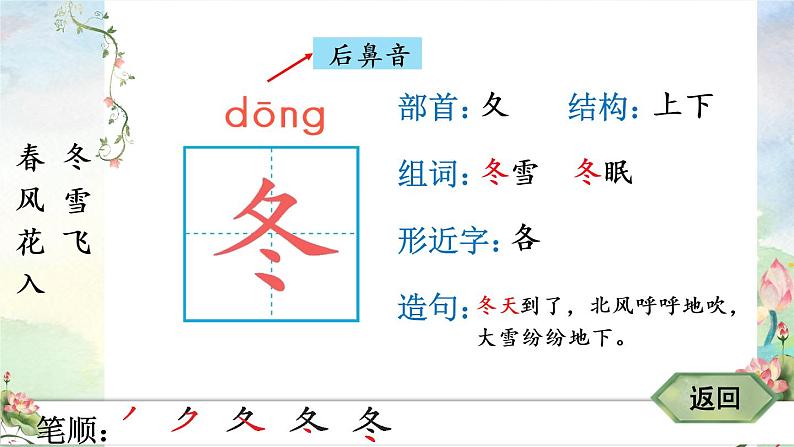 部编版语文一年级下册 识字1 春夏秋冬 生字课件04