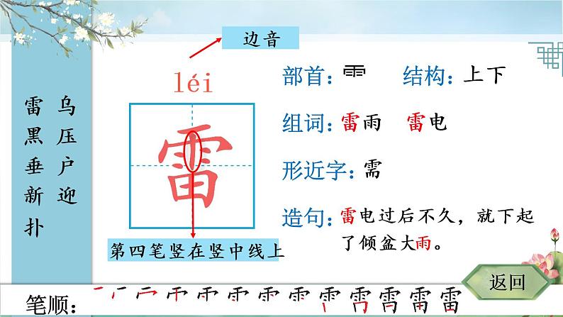 部编版语文二年级下册 16 雷雨 生字课件03