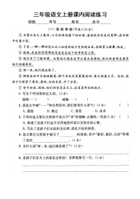 小学语文部编版三年级上册期末课内阅读专项练习（附参考答案）2