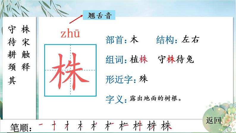 部编版语文三年级下册 5 守株待兔 生字课件第4页