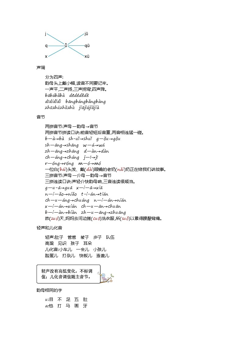 一上第三单元 知识小结+提升练习02