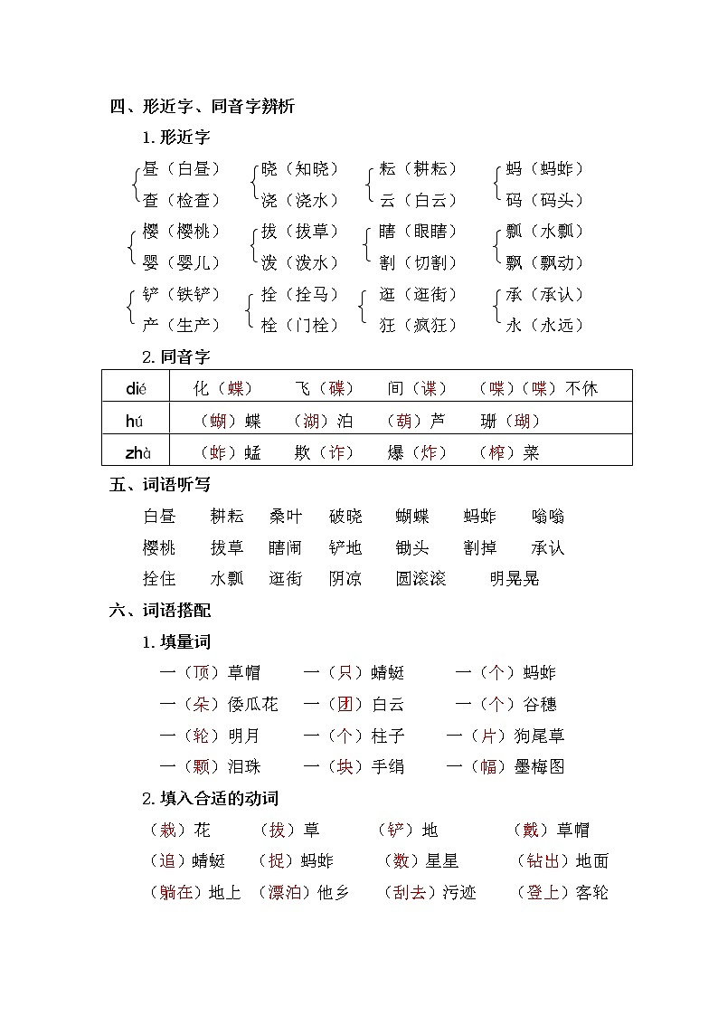 部编版五年级下册语文-第一单元复习重点 试卷02