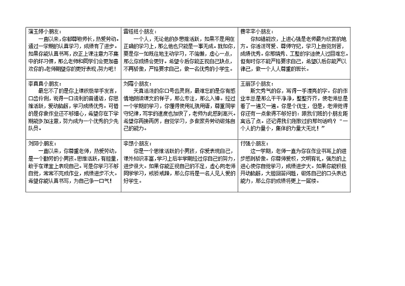 小学班主任期末评语--最新小学生期末评语02
