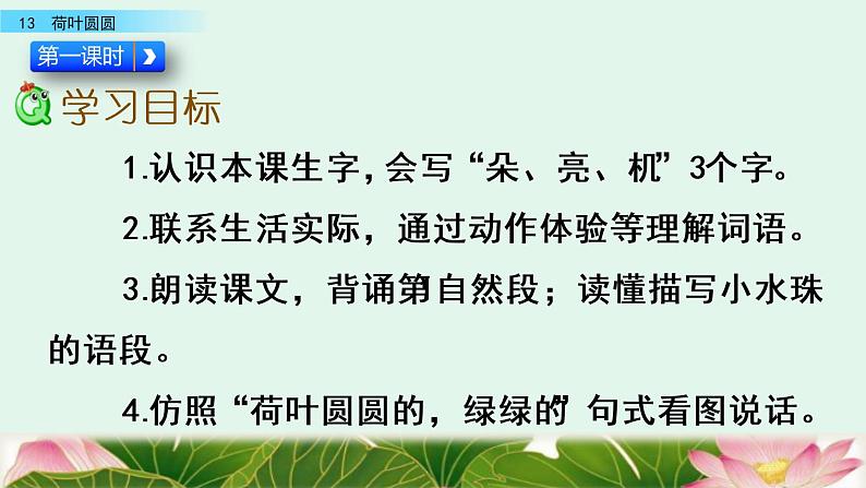 2021年小学语文部编版一年级下册 第六单元 13 荷叶圆圆 课件02