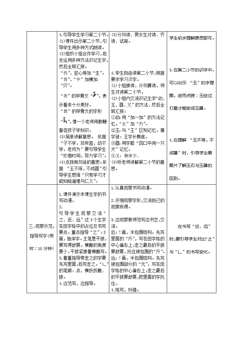 8《人之初》表格式教案（2课时）学案第2页