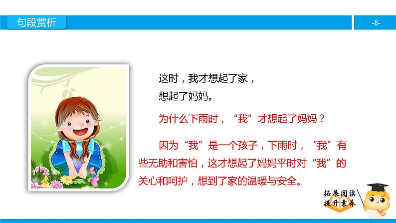 三年级【专项训练】课外阅读：带雨的花（下）课件PPT08