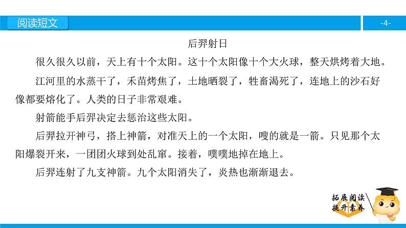 三年级【专项训练】课外阅读：后羿射日（上）课件PPT04