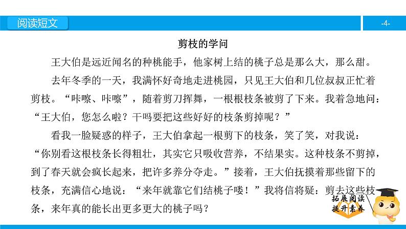 三年级【专项训练】课外阅读：剪枝的学问（上）课件PPT第4页