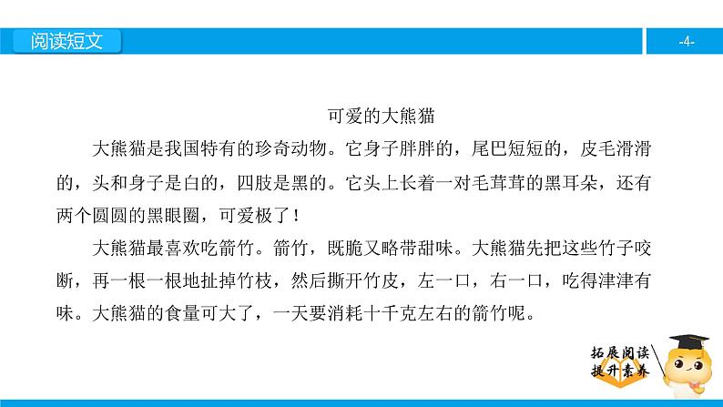 三年级【专项训练】课外阅读：可爱的大熊猫（上）课件PPT第4页