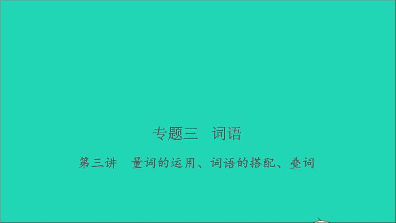 2021年语文专题三词语第三讲量词的运用词语的搭配叠词习题课件01