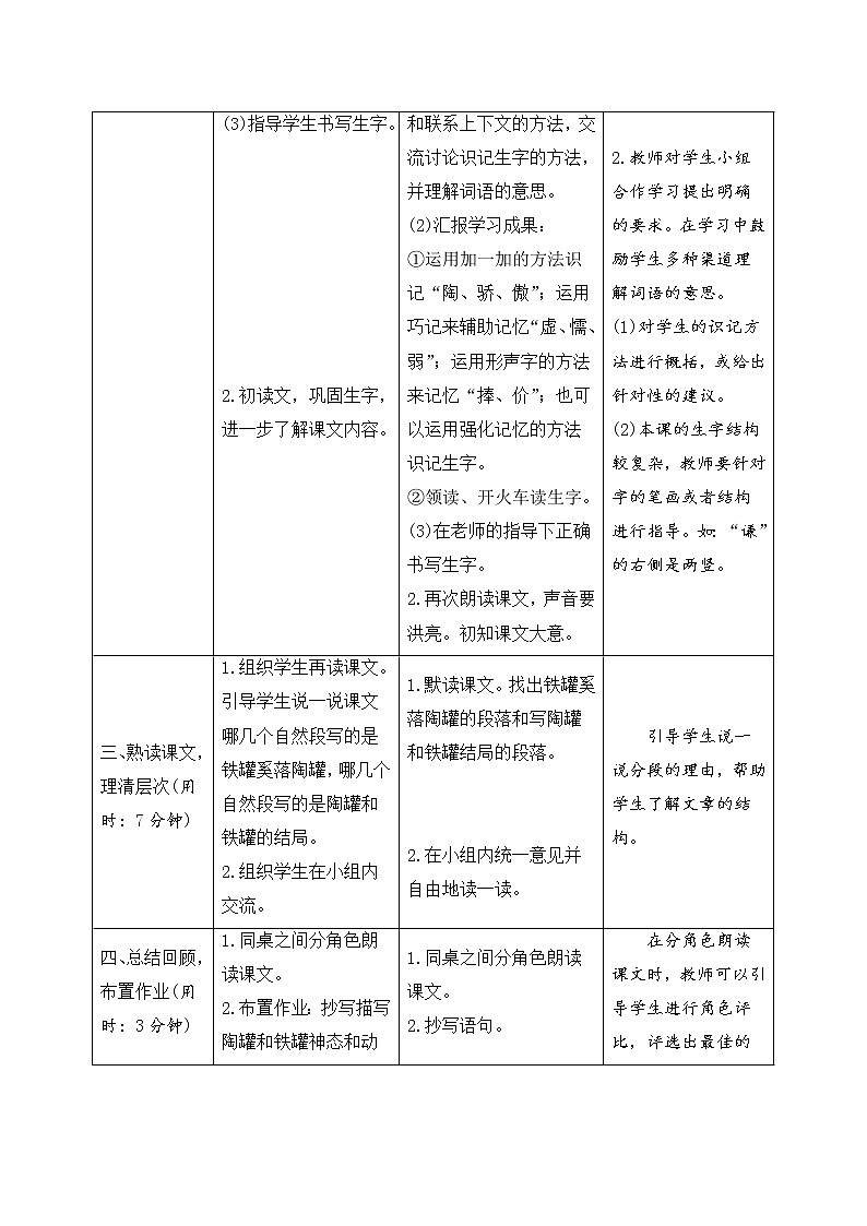 人教部编版（五四制）三年级下册语文导学案-6《陶罐和铁罐》第2页