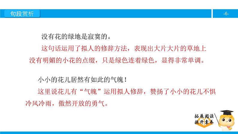 四年级【专项训练】课外阅读：花的勇气（下）课件PPT第6页