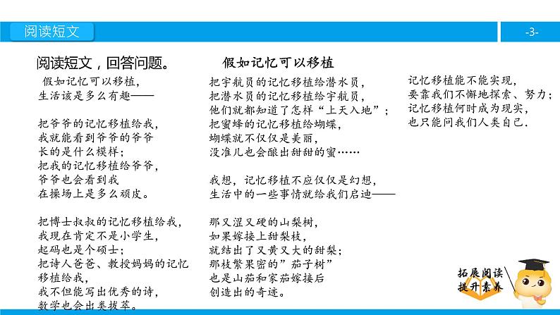 四年级【专项训练】课外阅读：假如记忆可以移植（下）课件PPT03