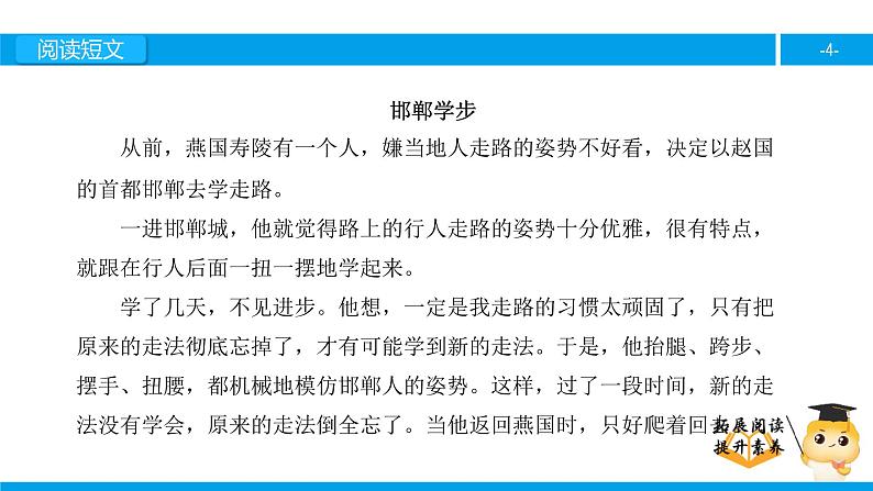 四年级【专项训练】课外阅读：邯郸学步课件PPT第4页